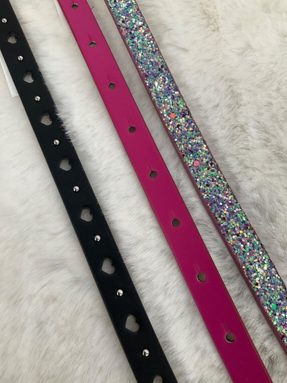 Cat & Jack size XL X-Large 3-piece Adjustable belt set, girl's Glitter, Pink - Picture 4 of 5